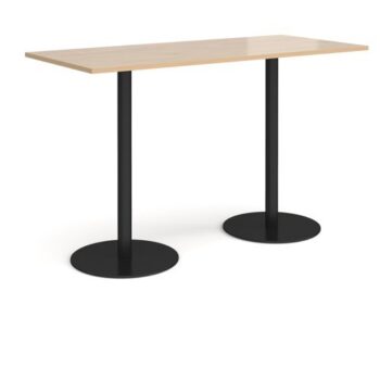 Monza rectangular poseur table with flat round black bases 1800mm x 800mm kendal oak - MPR1800-K-KO