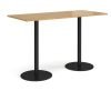 Monza rectangular poseur table with flat round black bases 1800mm x 800mm oak - MPR1800-K-O