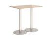 Monza rectangular poseur table with flat round brushed steel bases 1200mm x 800mm kendal oak - MPR1200-BS-KO