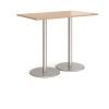 Monza rectangular poseur table with flat round brushed steel bases 1400mm x 800mm beech - MPR1400-BS-B