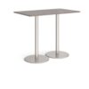 Monza rectangular poseur table with flat round brushed steel bases 1400mm x 800mm grey oak - MPR1400-BS-GO