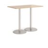 Monza rectangular poseur table with flat round brushed steel bases 1400mm x 800mm kendal oak - MPR1400-BS-KO