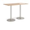Monza rectangular poseur table with flat round brushed steel bases 1600mm x 800mm beech - MPR1600-BS-B