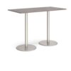 Monza rectangular poseur table with flat round brushed steel bases 1600mm x 800mm grey oak - MPR1600-BS-GO