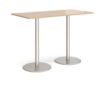 Monza rectangular poseur table with flat round brushed steel bases 1600mm x 800mm kendal oak - MPR1600-BS-KO