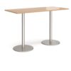 Monza rectangular poseur table with flat round brushed steel bases 1800mm x 800mm beech - MPR1800-BS-B
