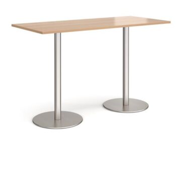 Monza rectangular poseur table with flat round brushed steel bases 1800mm x 800mm beech - MPR1800-BS-B