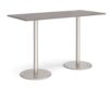Monza rectangular poseur table with flat round brushed steel bases 1800mm x 800mm grey oak - MPR1800-BS-GO