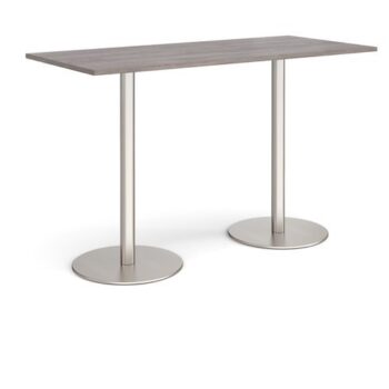 Monza rectangular poseur table with flat round brushed steel bases 1800mm x 800mm grey oak - MPR1800-BS-GO