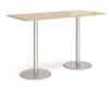 Monza rectangular poseur table with flat round brushed steel bases 1800mm x 800mm kendal oak - MPR1800-BS-KO