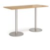 Monza rectangular poseur table with flat round brushed steel bases 1800mm x 800mm oak - MPR1800-BS-O