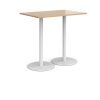 Monza rectangular poseur table with flat round white bases 1200mm x 800mm beech - MPR1200-WH-B