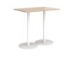 Monza rectangular poseur table with flat round white bases 1200mm x 800mm kendal oak - MPR1200-WH-KO