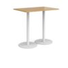 Monza rectangular poseur table with flat round white bases 1200mm x 800mm oak - MPR1200-WH-O