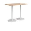 Monza rectangular poseur table with flat round white bases 1400mm x 800mm beech - MPR1400-WH-B