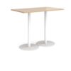 Monza rectangular poseur table with flat round white bases 1400mm x 800mm kendal oak - MPR1400-WH-KO