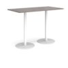 Monza rectangular poseur table with flat round white bases 1600mm x 800mm grey oak - MPR1600-WH-GO
