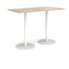 Monza rectangular poseur table with flat round white bases 1600mm x 800mm kendal oak - MPR1600-WH-KO