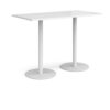 Monza rectangular poseur table with flat round white bases 1600mm x 800mm white - MPR1600-WH-WH