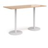 Monza rectangular poseur table with flat round white bases 1800mm x 800mm beech - MPR1800-WH-B