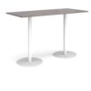 Monza rectangular poseur table with flat round white bases 1800mm x 800mm grey oak - MPR1800-WH-GO