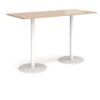 Monza rectangular poseur table with flat round white bases 1800mm x 800mm kendal oak - MPR1800-WH-KO