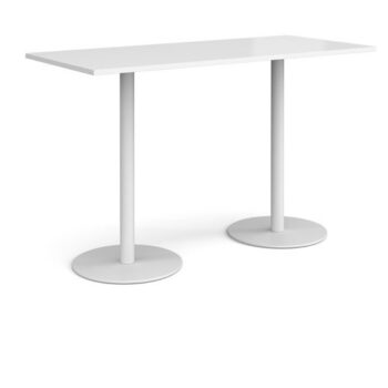 Monza rectangular poseur table with flat round white bases 1800mm x 800mm white - MPR1800-WH-WH