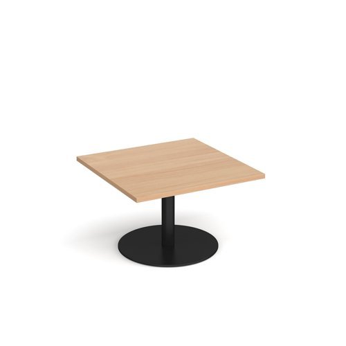 Monza square coffee table with flat round black base 800mm beech - MCS800-K-B