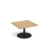 Monza square coffee table with flat round black base 800mm oak - MCS800-K-O
