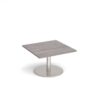 Monza square coffee table with flat round brushed steel base 800mm grey oak - MCS800-BS-GO