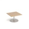 Monza square coffee table with flat round brushed steel base 800mm kendal oak - MCS800-BS-KO