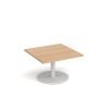 Monza square coffee table with flat round white base 800mm beech - MCS800-WH-B