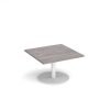 Monza square coffee table with flat round white base 800mm grey oak - MCS800-WH-GO