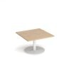 Monza square coffee table with flat round white base 800mm kendal oak - MCS800-WH-KO