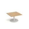 Monza square coffee table with flat round white base 800mm oak - MCS800-WH-O