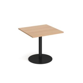 Monza square dining table with flat round black base 800mm beech - MDS800-K-B