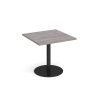 Monza square dining table with flat round black base 800mm grey oak - MDS800-K-GO
