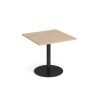 Monza square dining table with flat round black base 800mm kendal oak - MDS800-K-KO