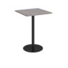 Monza square poseur table with flat round black base 800mm grey oak - MPS800-K-GO