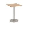 Monza square poseur table with flat round brushed steel base 800mm beech - MPS800-BS-B