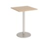 Monza square poseur table with flat round brushed steel base 800mm kendal oak - MPS800-BS-KO