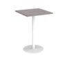 Monza square poseur table with flat round white base 800mm grey oak - MPS800-WH-GO