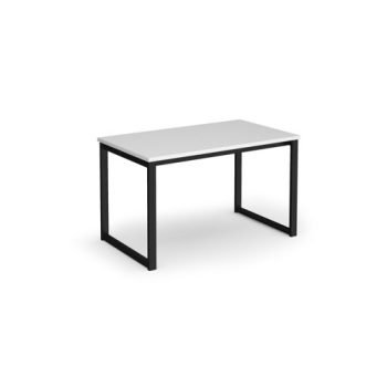 Otto benching solution dining table 1200mm wide black frame white top - TAOT1200-K-WH