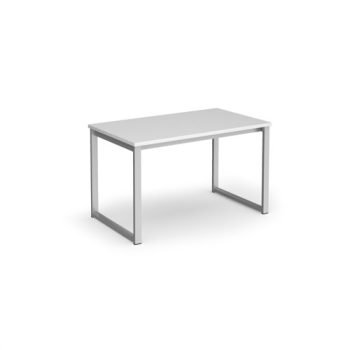 Otto benching solution dining table 1200mm wide silver frame white top - TAOT1200-S-WH