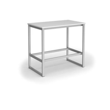 Otto Poseur benching solution dining table 1200mm wide silver frame white top - PTAOT1200-S-WH