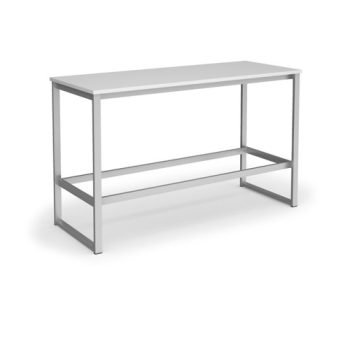 Otto Poseur benching solution dining table 1800mm wide silver frame white top - PTAOT1800-S-WH