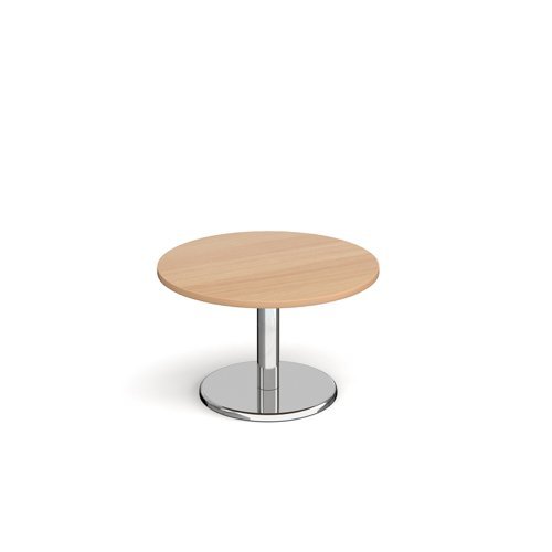 Pisa circular coffee table with round chrome base 800mm beech - PCC800-B