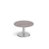 Pisa circular coffee table with round chrome base 800mm grey oak - PCC800-GO
