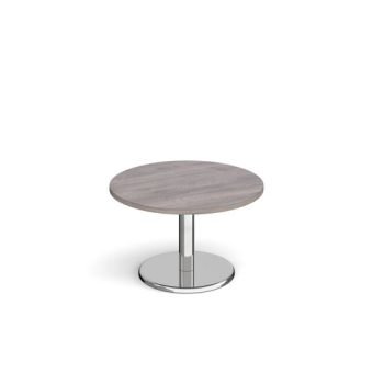 Pisa circular coffee table with round chrome base 800mm grey oak - PCC800-GO