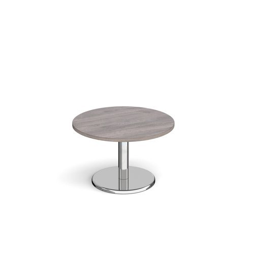 Pisa circular coffee table with round chrome base 800mm grey oak - PCC800-GO